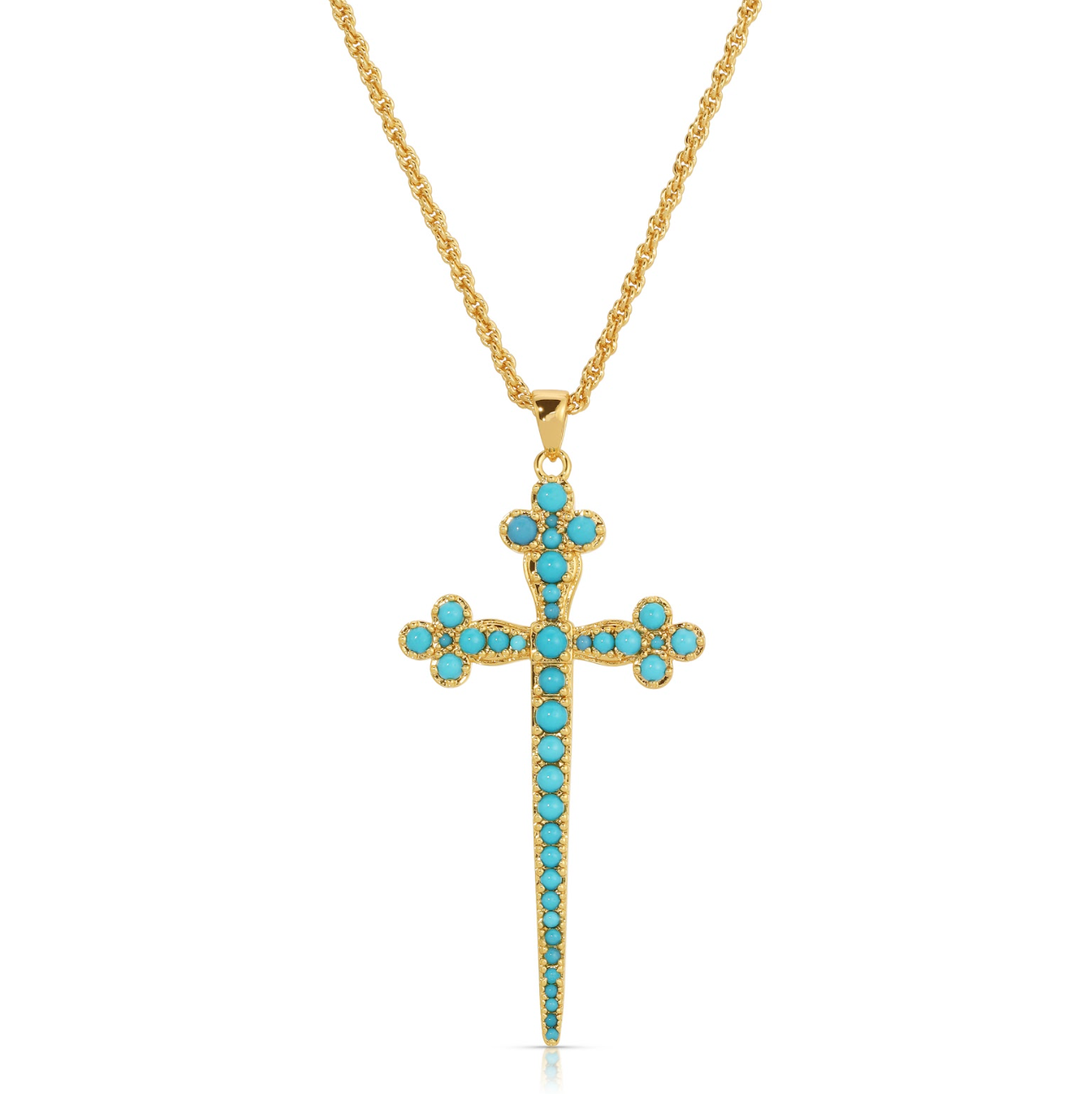 Athena Cross Necklace in Turquoise