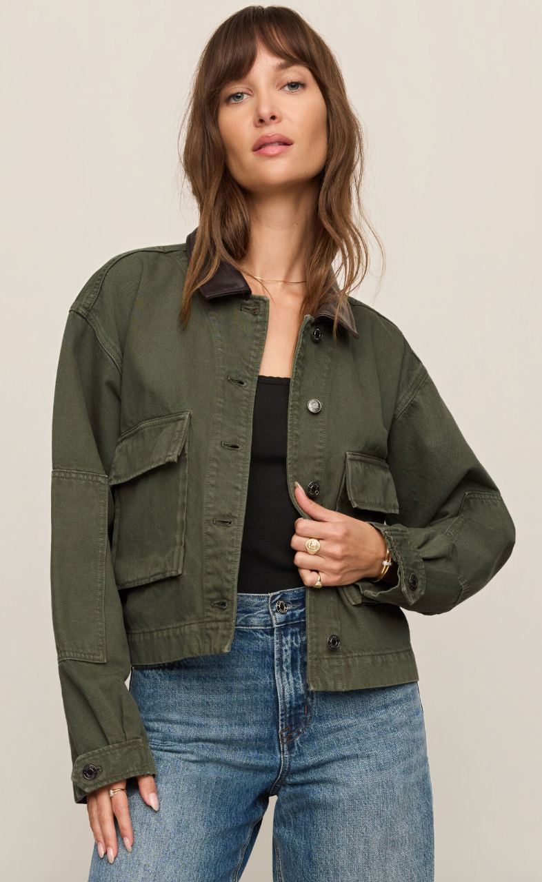 Rey Cropped Chore Jacket - Dusk Sage