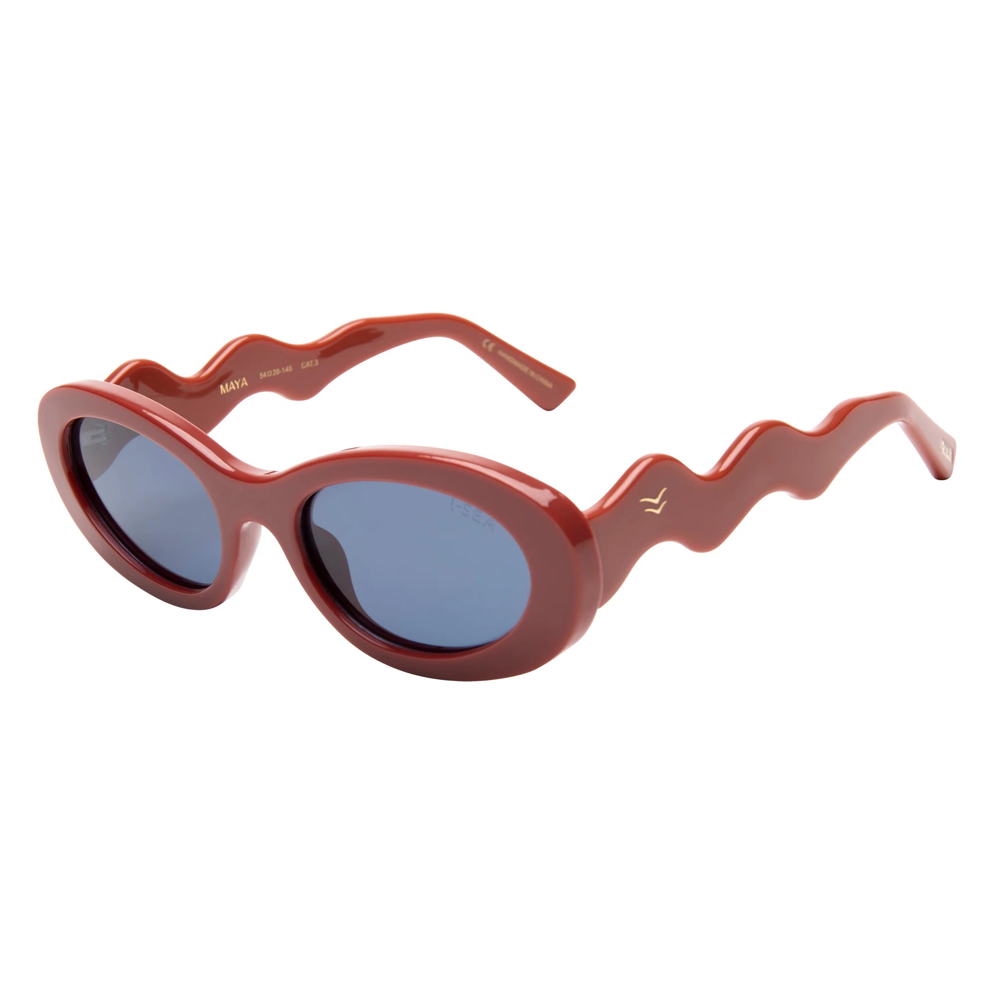 Maya Sunglasses, Terracotta/Navy Polarized Lens