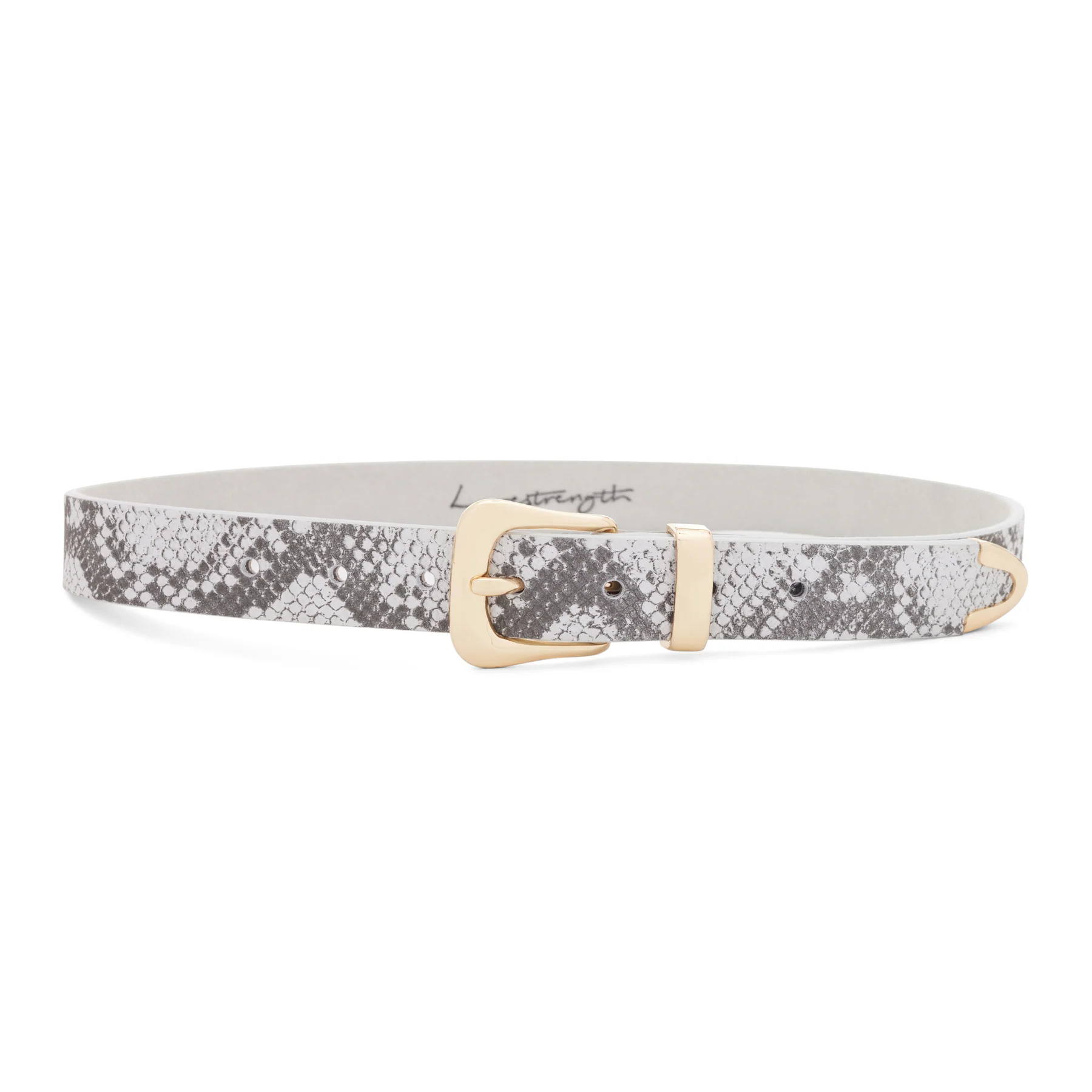 Amalfi White Snake Brushed Suede with Gold Hardware Belt