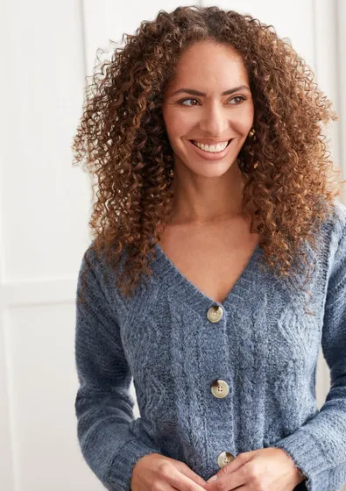 Zoe Cardigan Sweater with Faux Horn Buttons