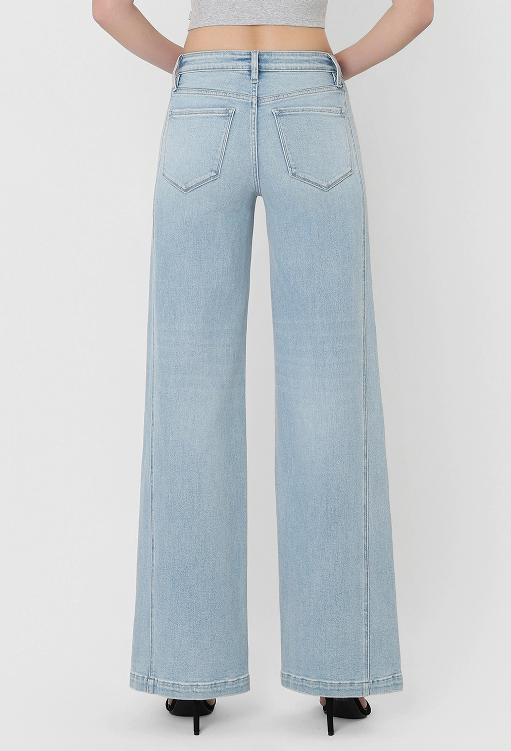 High Rise Side Panel with Trouser Hem, Wide Leg
