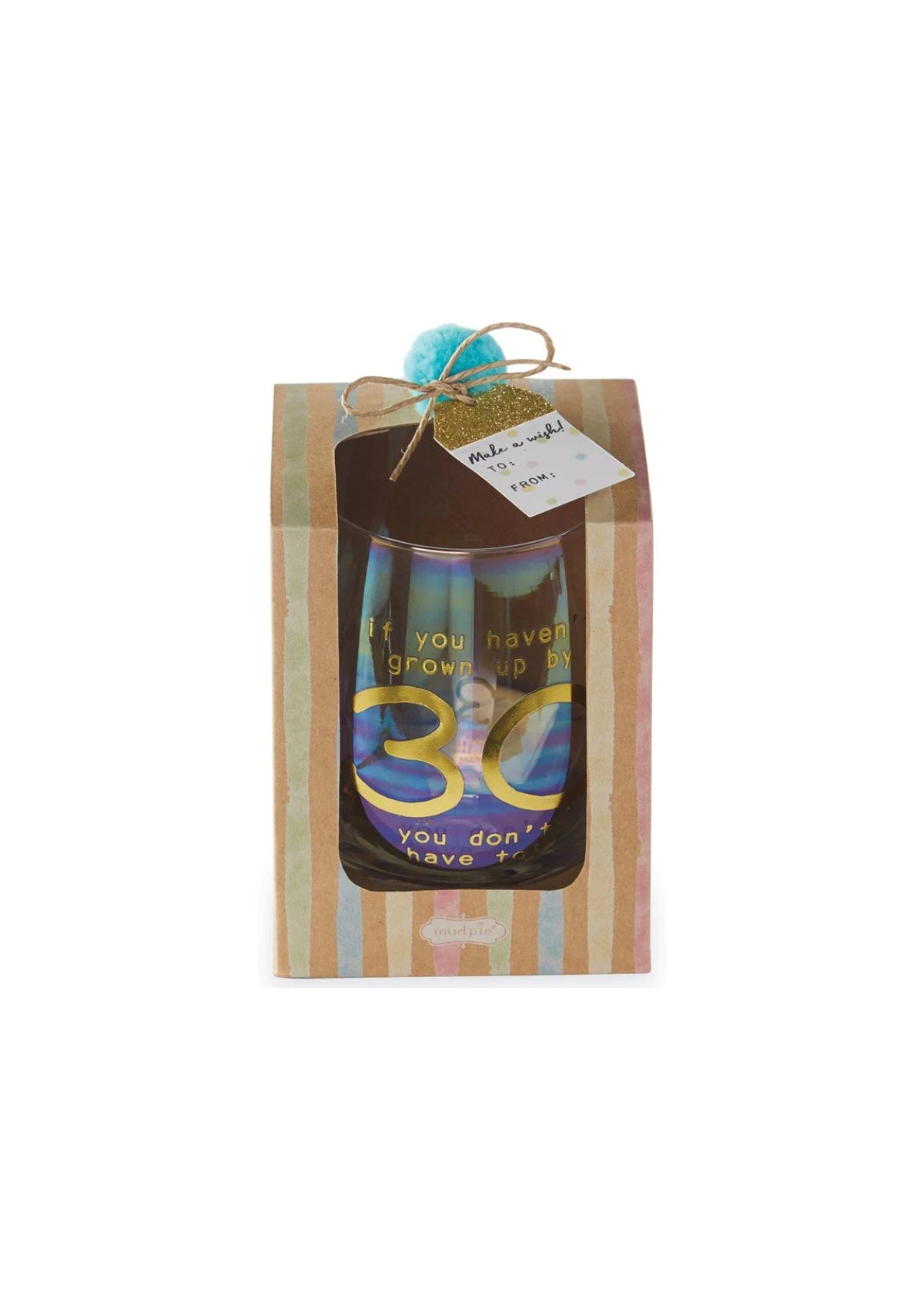 '30' Boxed Wine Glass -Mud Pie- Ruby Jane-