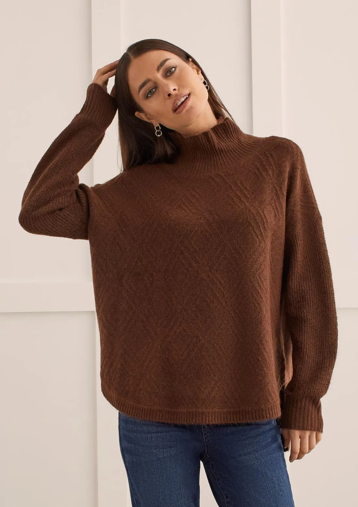 Willa Textured Mock Neck Sweater