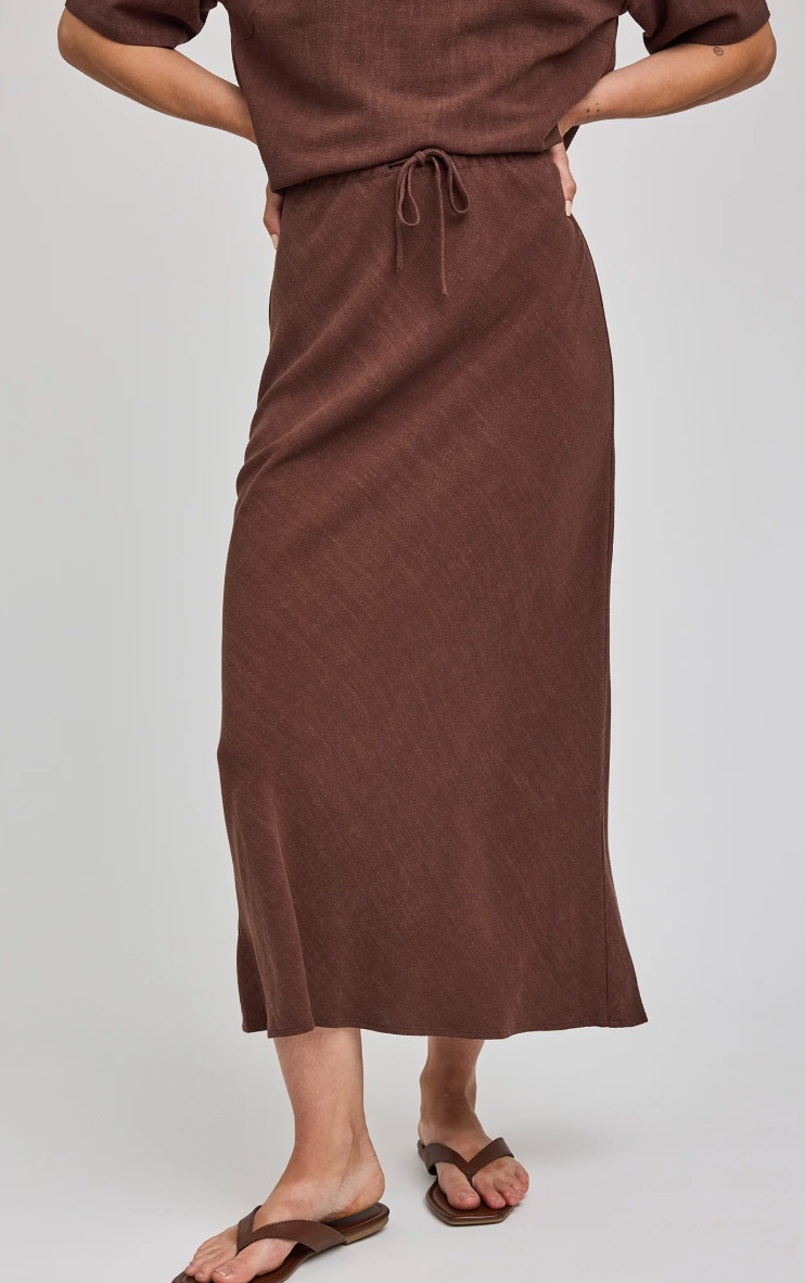 Cassia Linen Skirt - Espresso