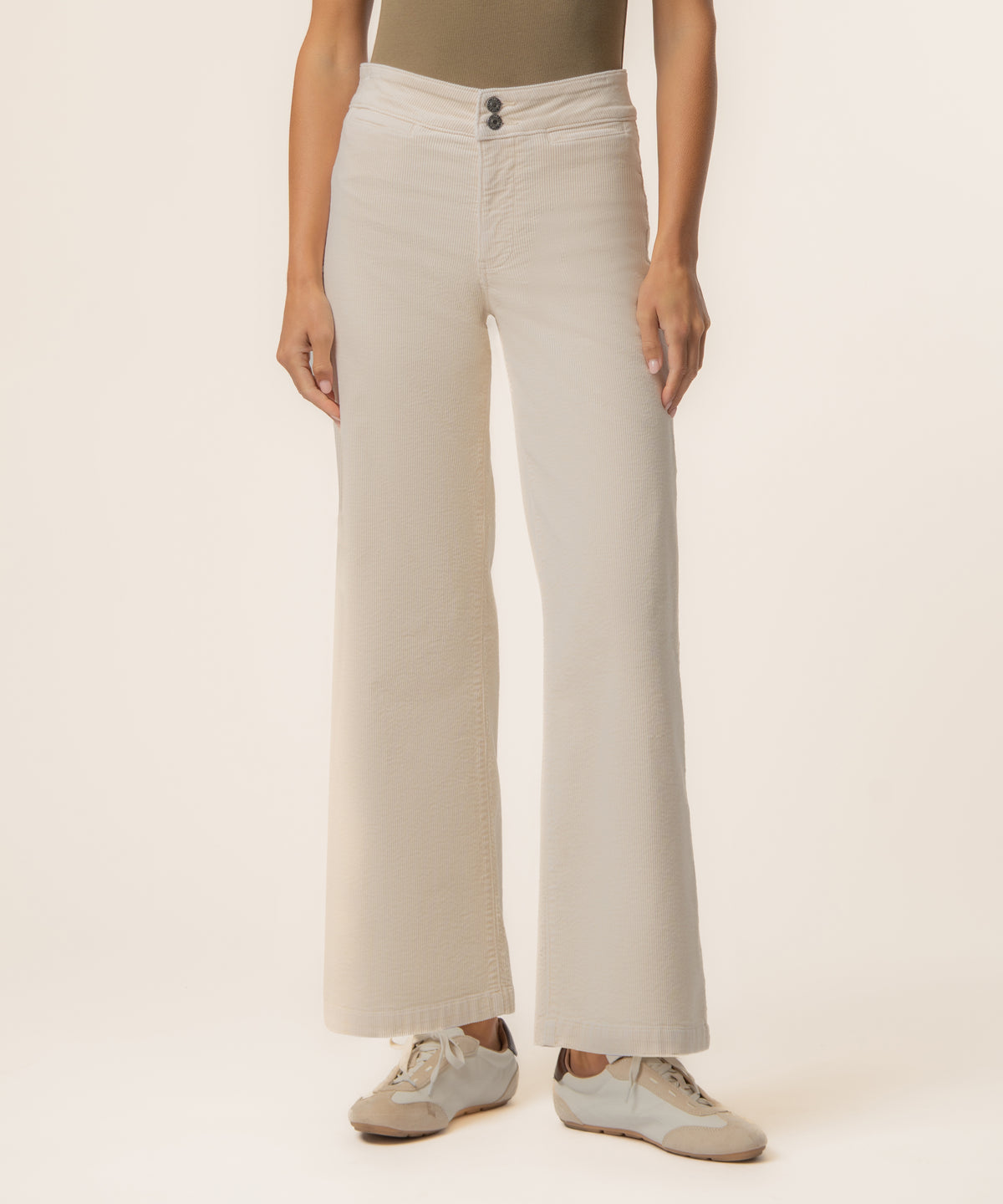 Meg Wide Leg Pant with Welt Pocket - Ivory
