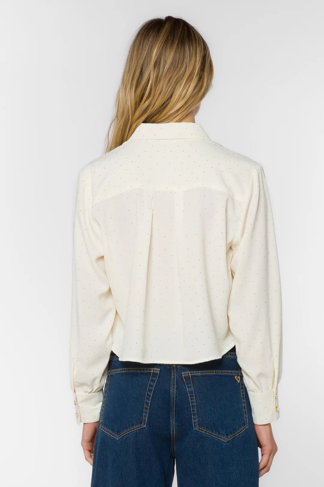Lilith Long Sleeve Crop Top with Rhinestones