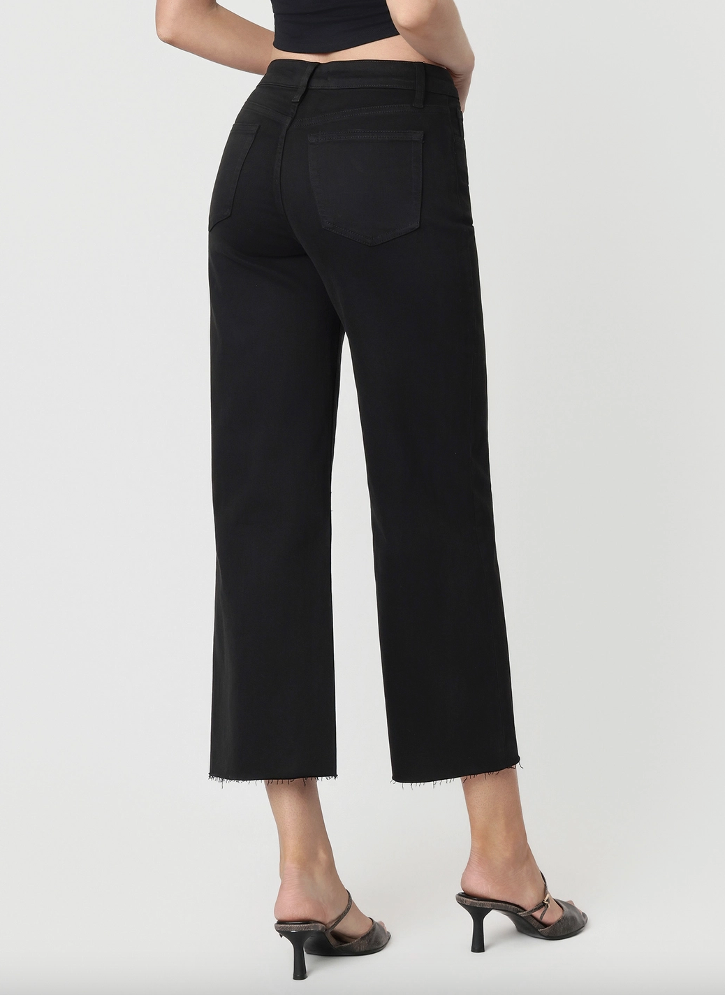 High Rise Crop Wide Leg - Black