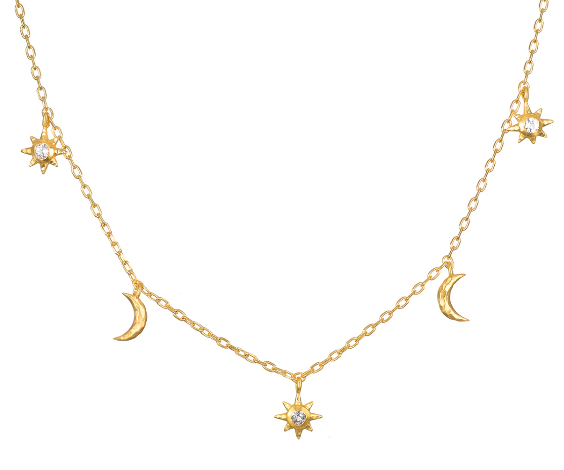 14" Stars and Moon Choker Necklace