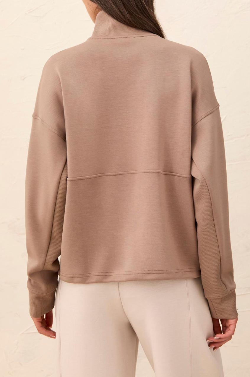 Long Sleeve Mock Neck Top with Zipper