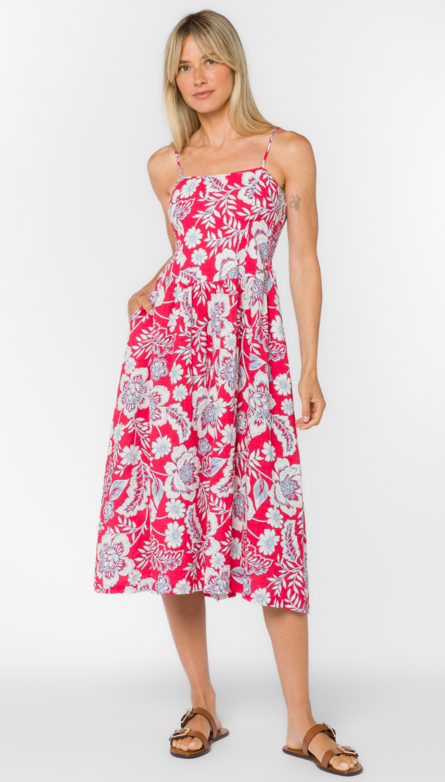 Brunilda Drop Waist Sundress with Spaghetti Straps