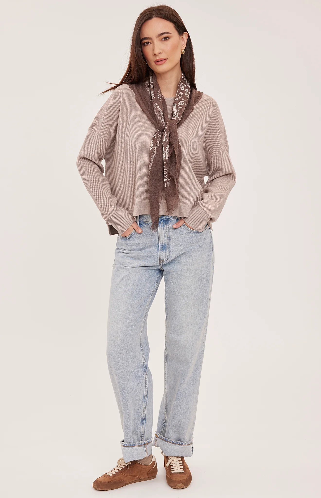 Axel Pullover Sweater, Heather Latte