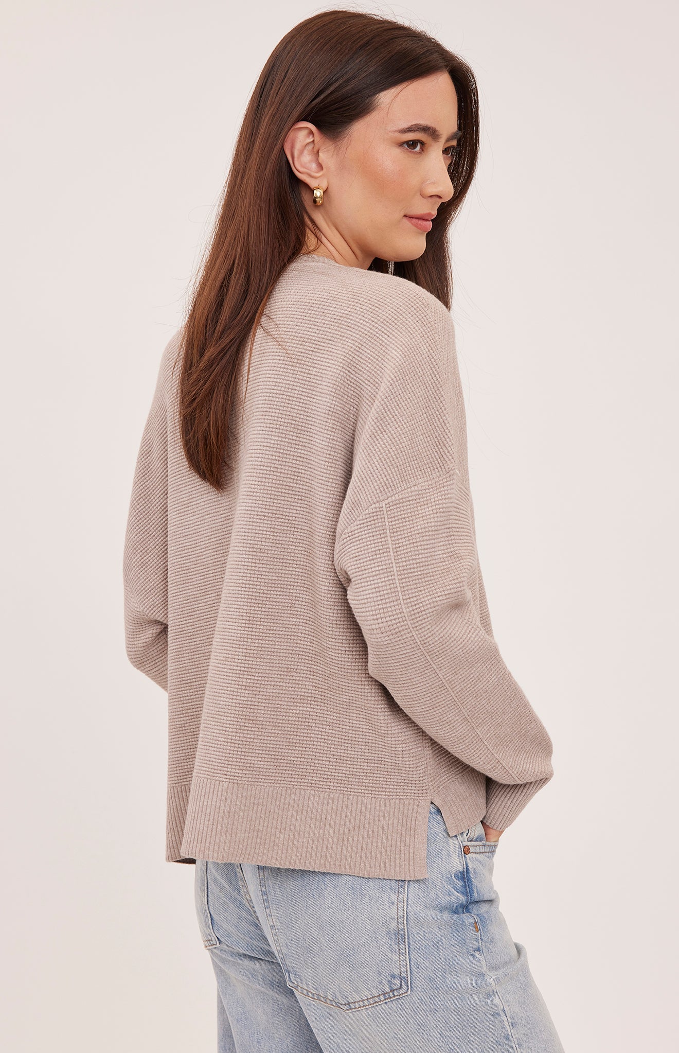 Axel Pullover Sweater, Heather Latte