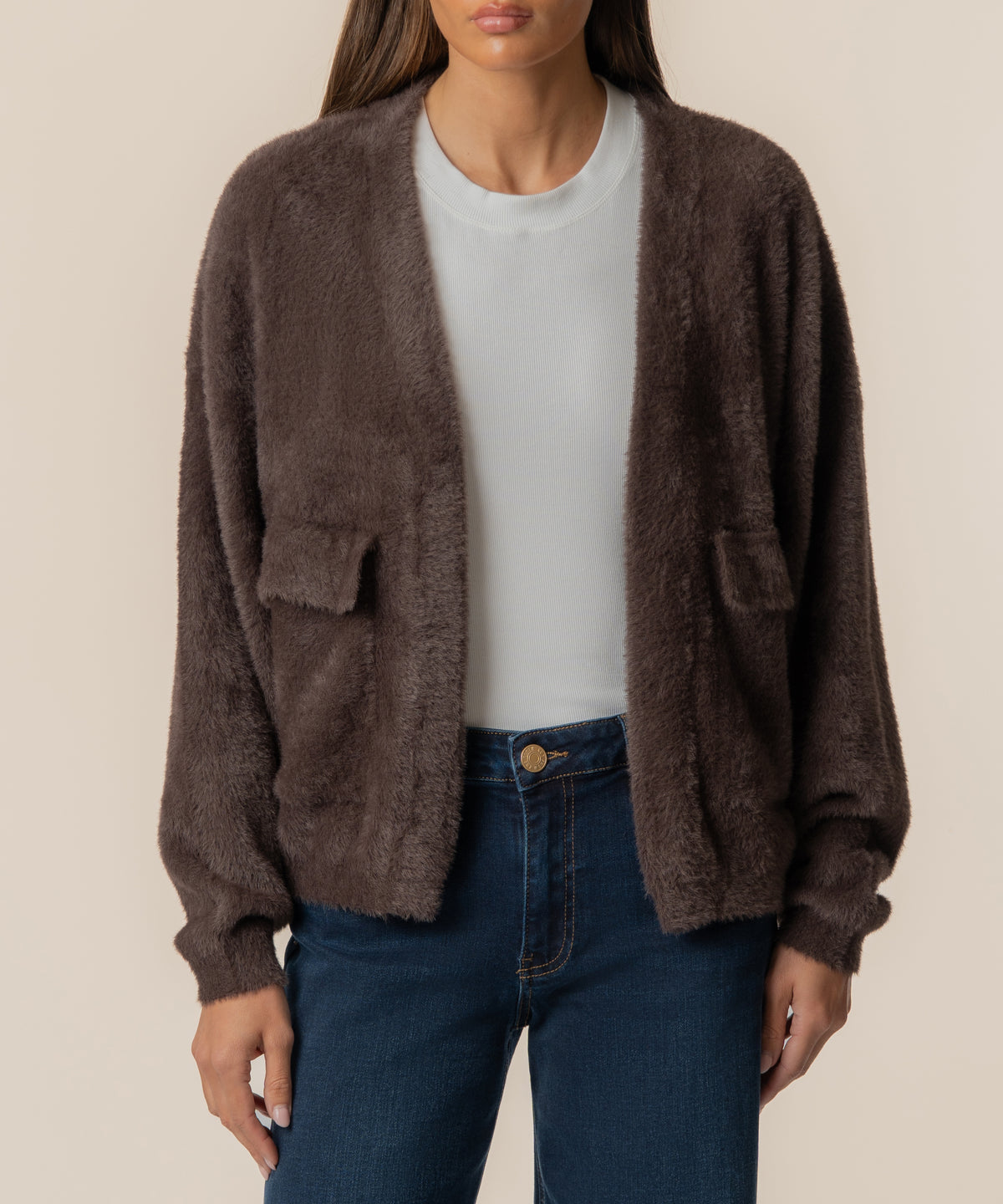 Jana Long Sleeve Cardigan - Chocolate