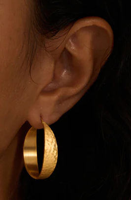 Hammered Petal Hoop Earrings