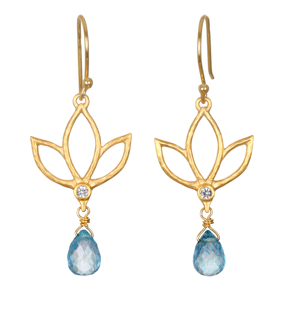 Lotus Blue Topaz Drop Earring