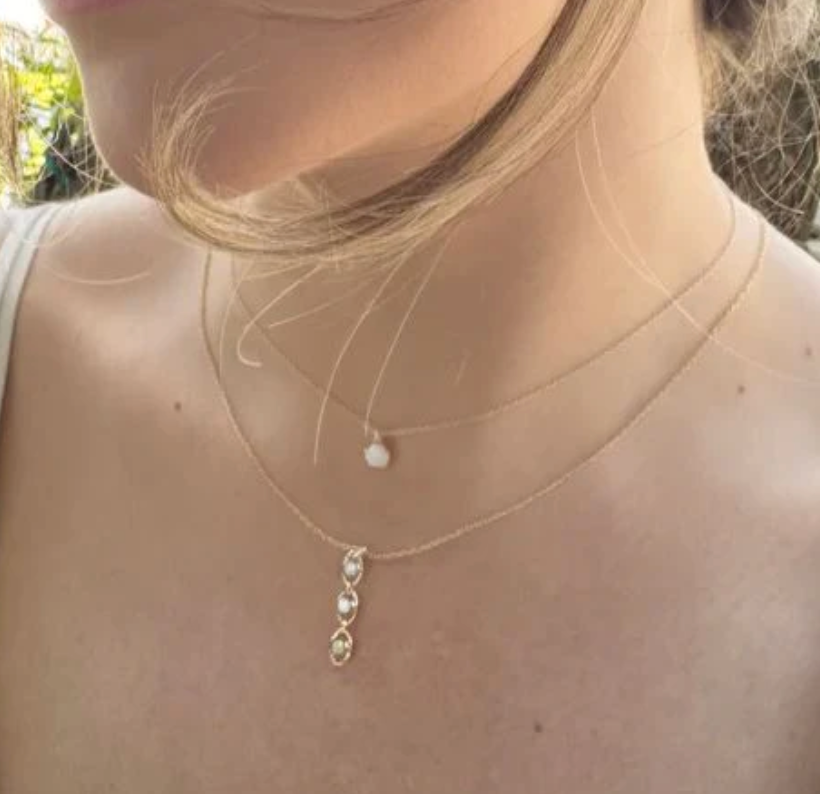3 Drop Opal Chain Necklace