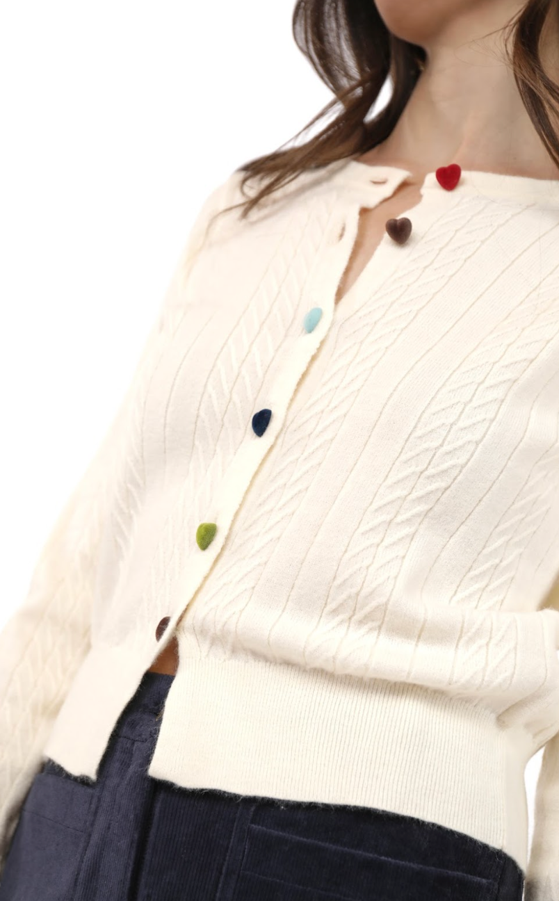 Mochi Heart Button Sweater Cardigan