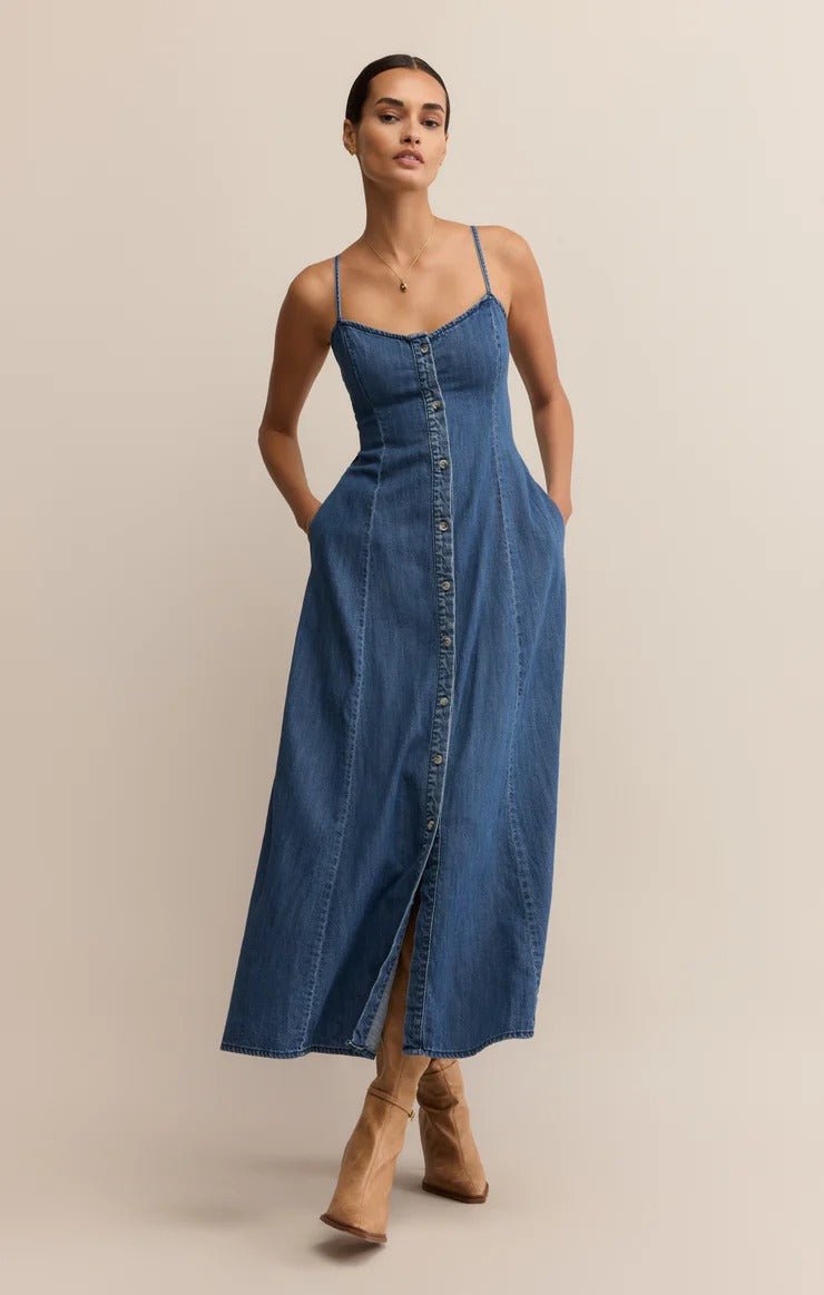 Angel Eyes Denim Midi Dress RubyJane Valleygirl