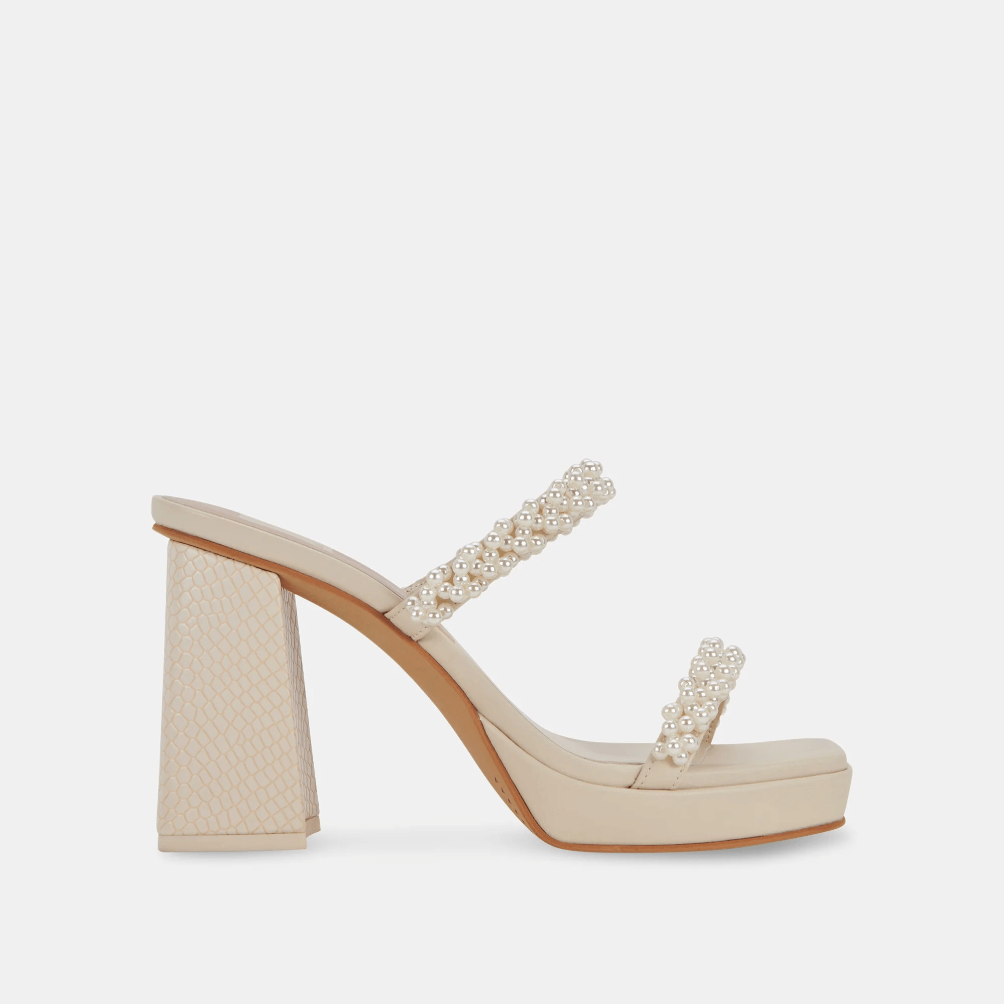"Ariele" Double, Pearl-Encrusted Straps on Sandal with Chunky Heel -Dolce Vita Footwear, Inc.- Ruby Jane-