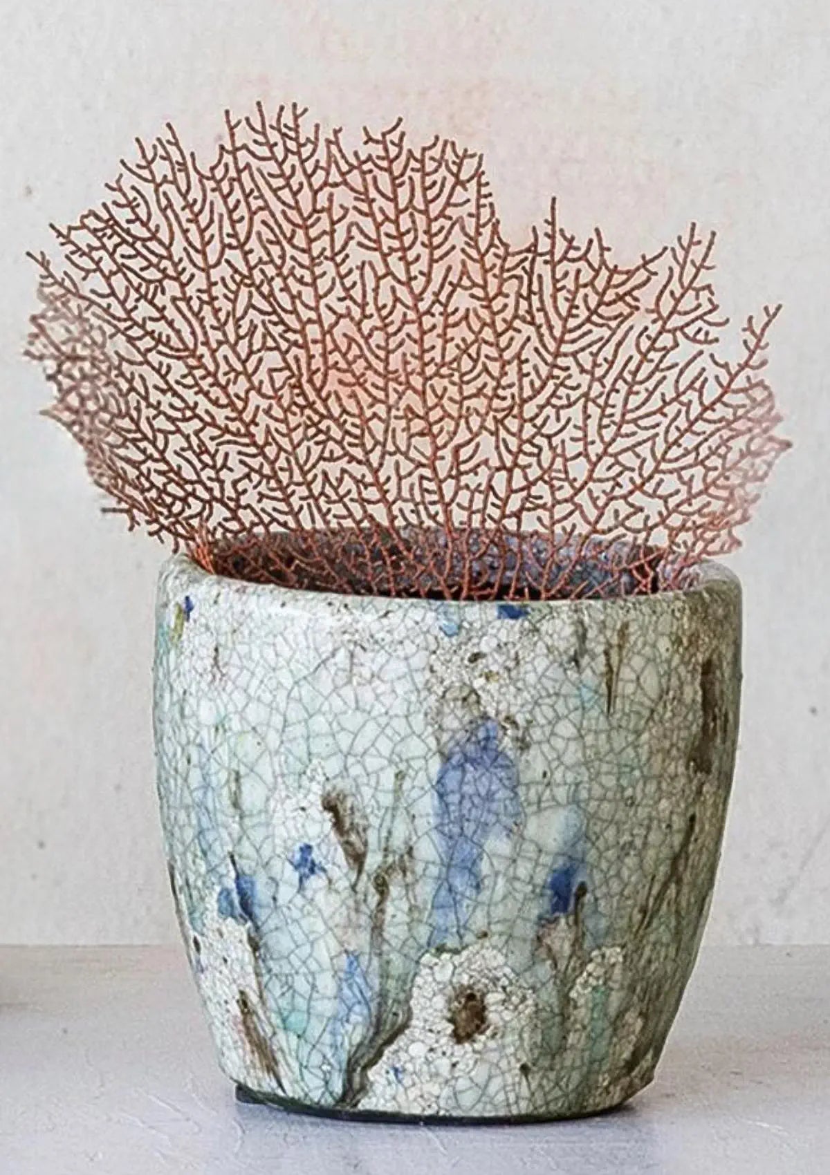 Crackle paint with plant.
