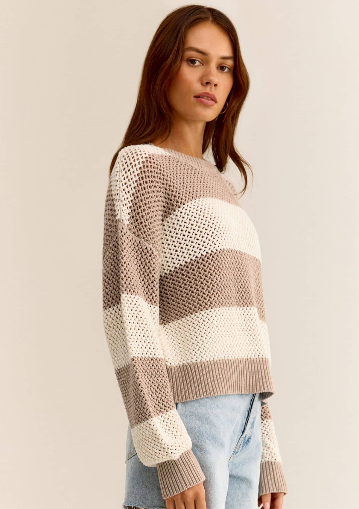 Broadbeach Stripe Sweater - Putty -Z SUPPLY- Ruby Jane-