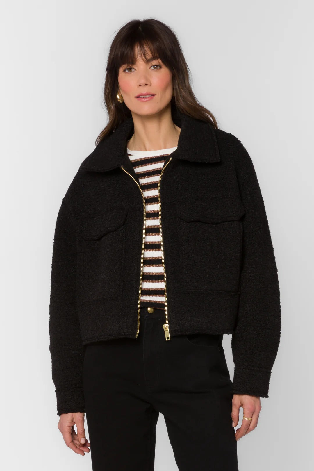 Galinda Long Sleeve Textured Cropped Jacket