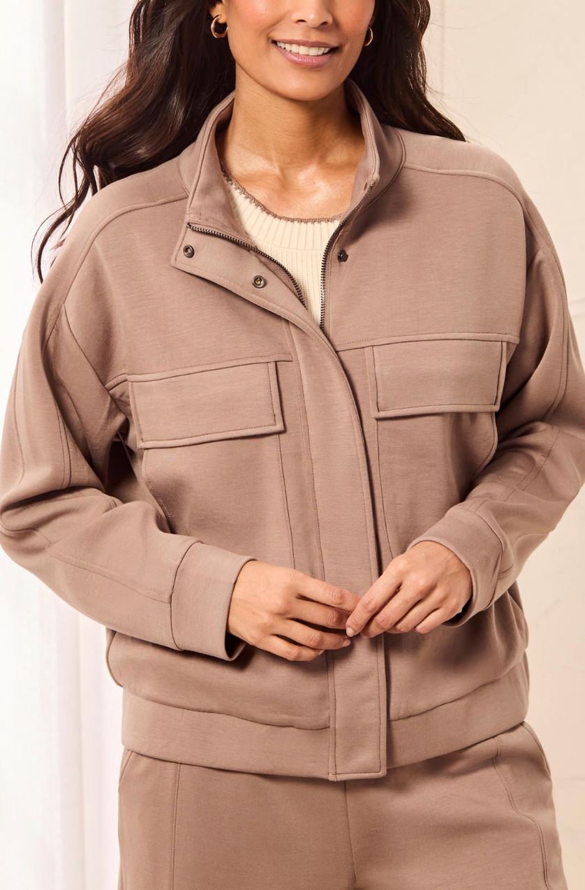 Long Sleeve Mock Neck Jacket with Pockets