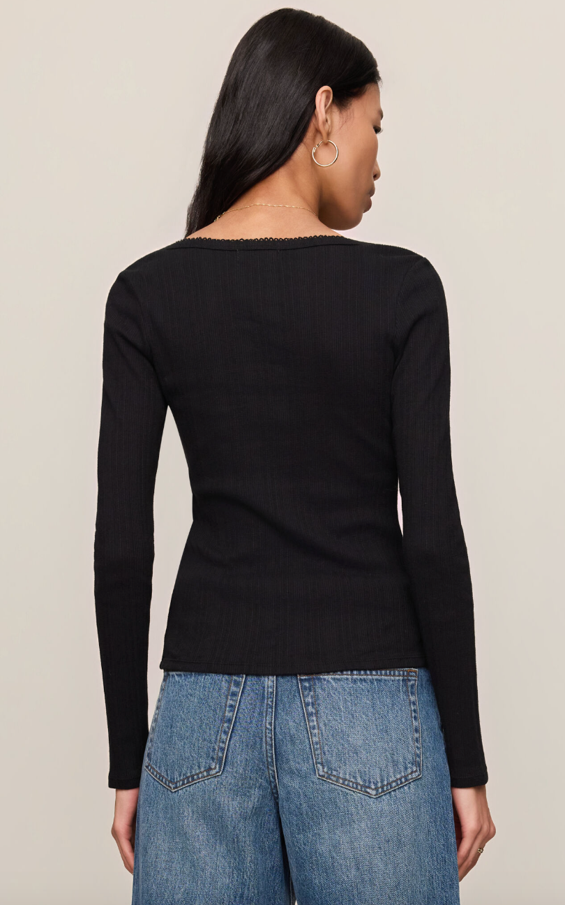 Audri Scalloped Top - Black