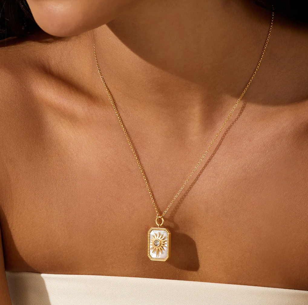 18" Mother of Pearl Sun Necklace