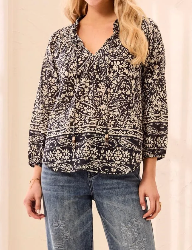 Blouse with Fancy Embroidery and Tassel