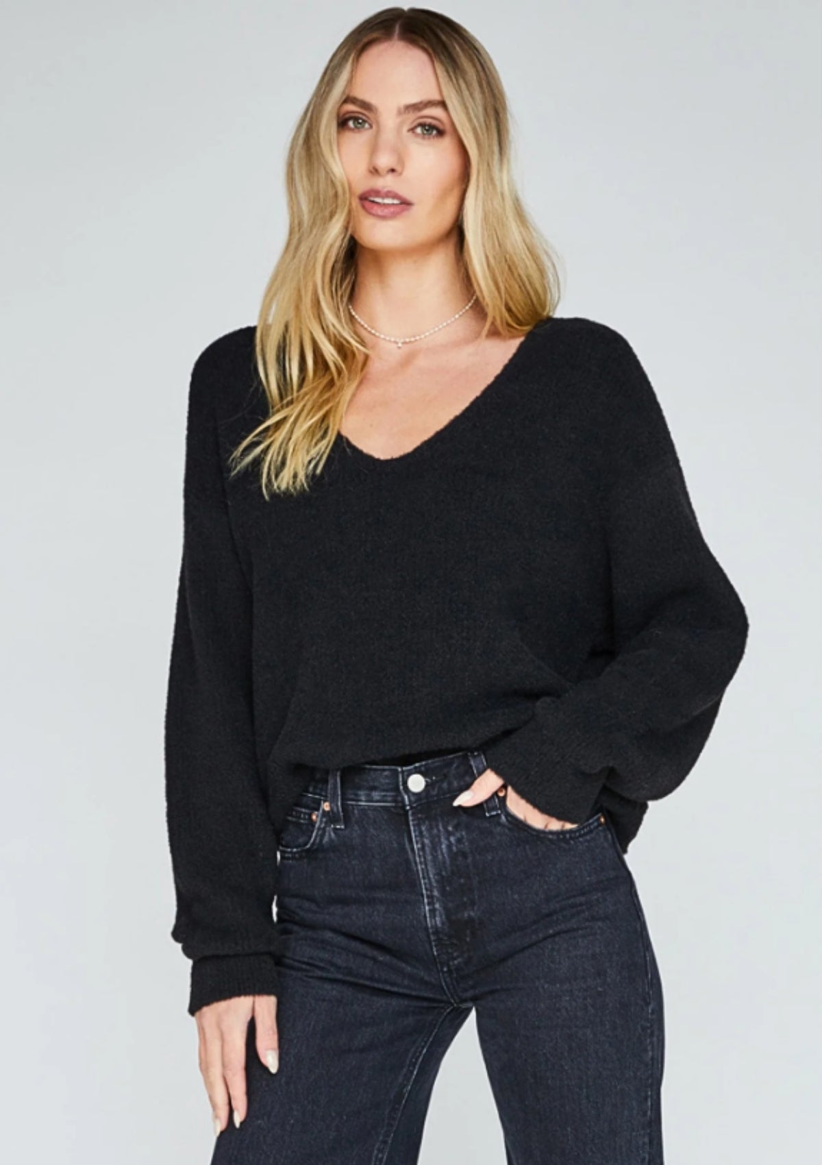 Clarkson Long Sleeve V-Neck Sweater -Gentle Fawn- Ruby Jane-