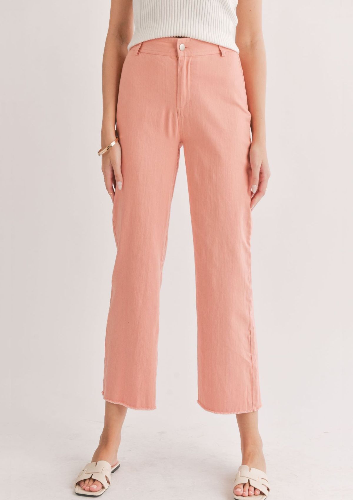 Clear Eyes Wide Leg Denim Pants - Coral Pink -Sadie & Sage- Ruby Jane-