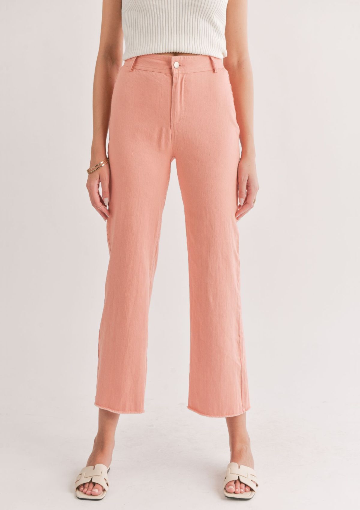 Clear Eyes Wide Leg Denim Pants - Coral Pink -Sadie & Sage- Ruby Jane-