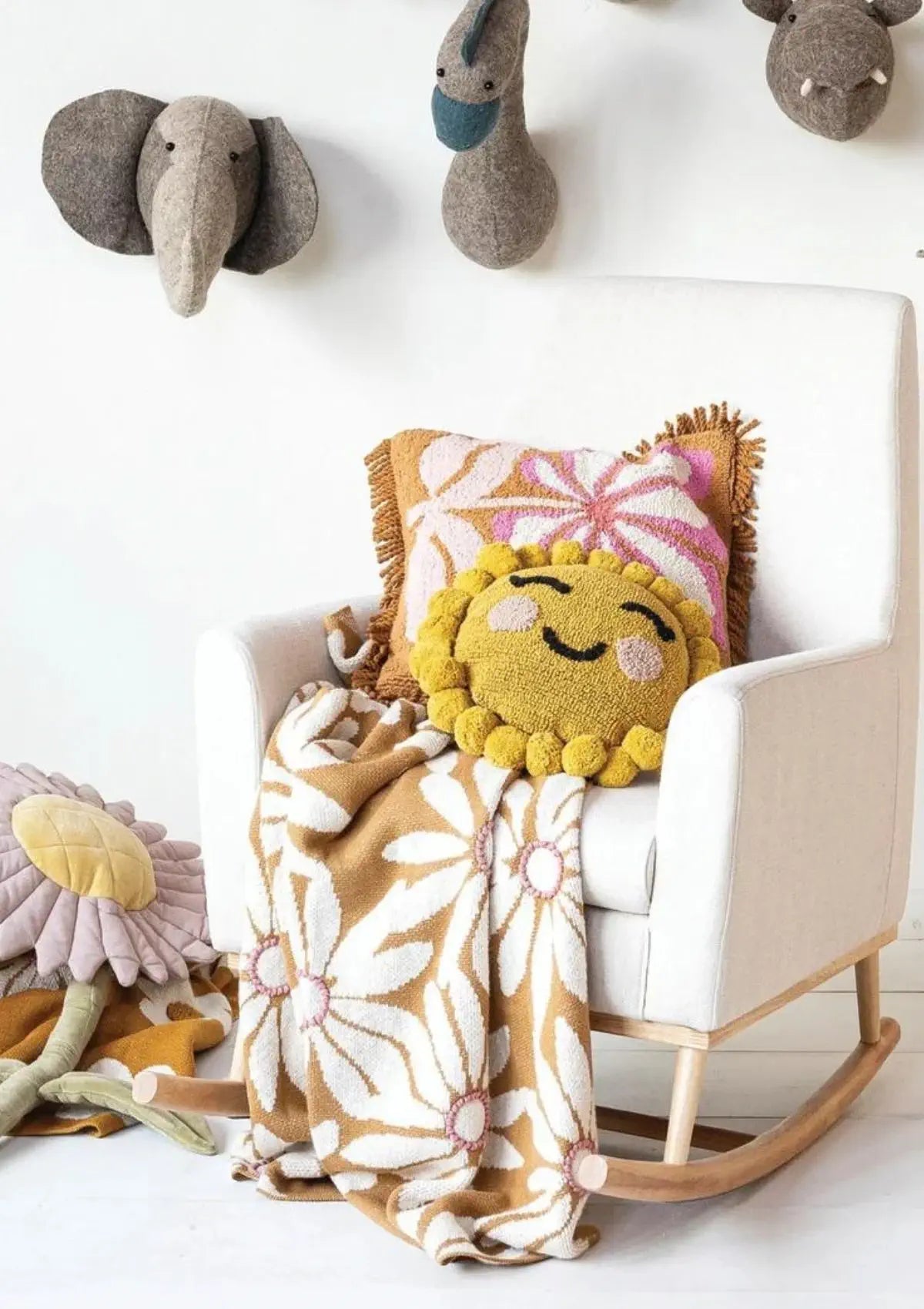 Floral brown baby blanket.