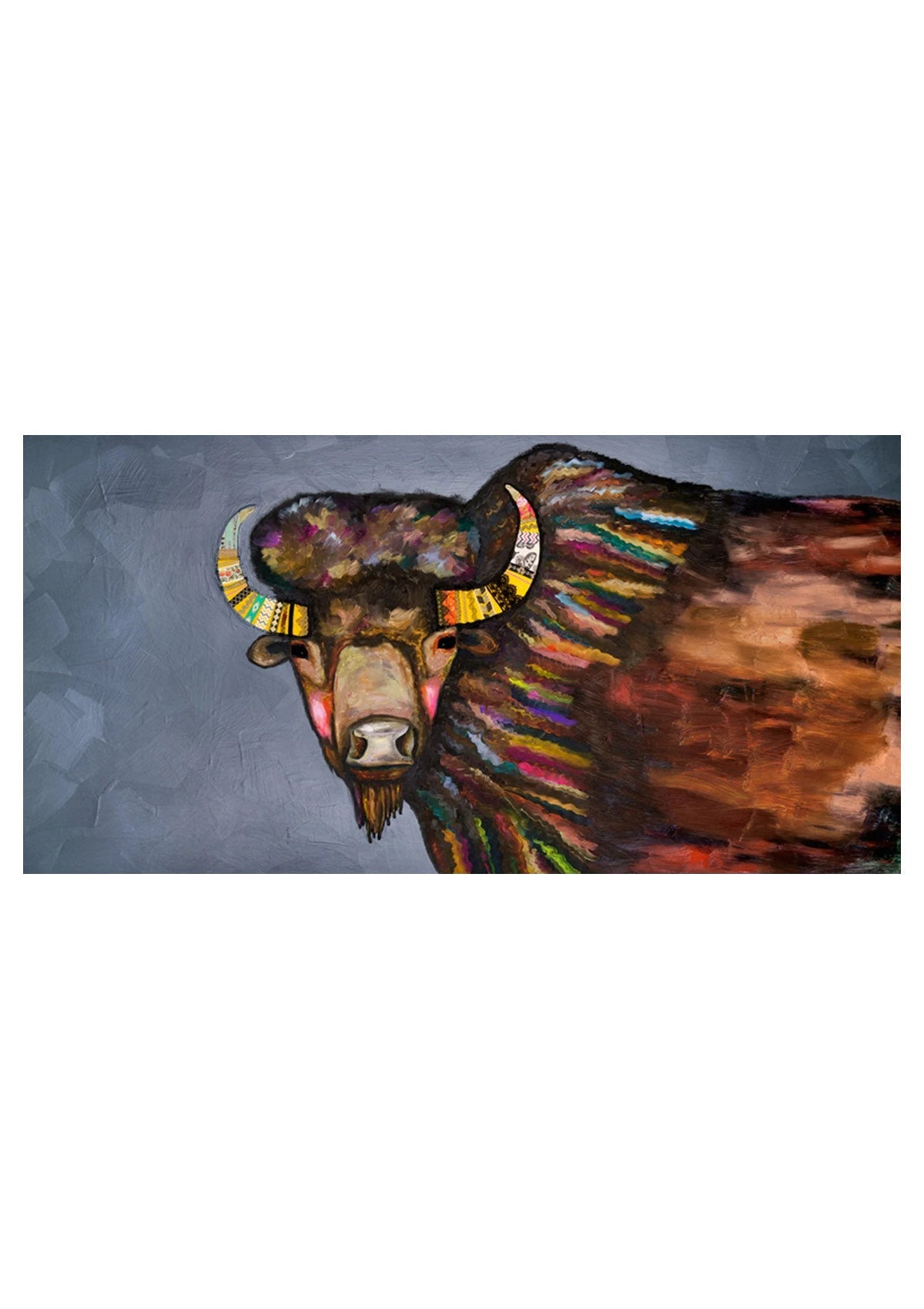 Crowned Bison Canvas Wall Art -GreenBox Art- Ruby Jane-