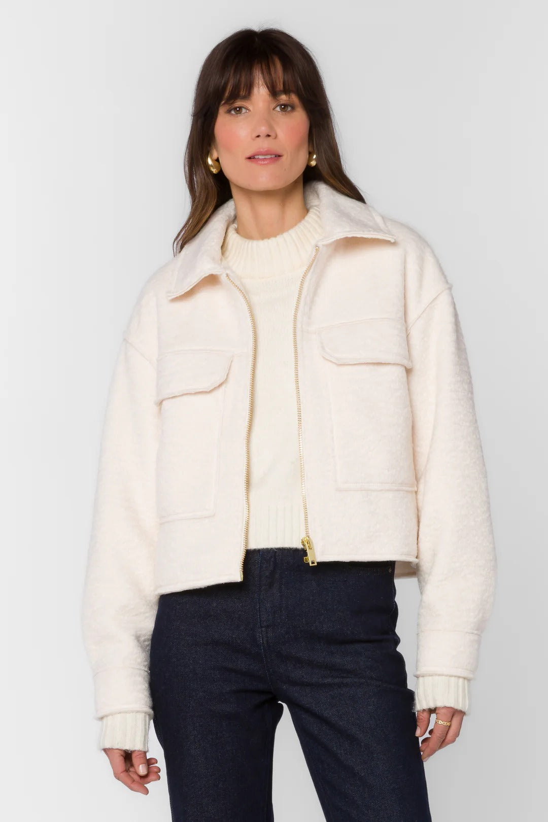 Galinda Long Sleeve Textured Cropped Jacket
