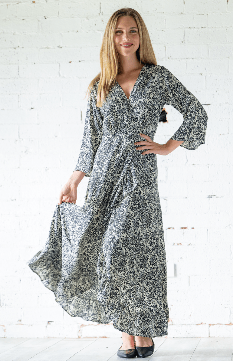 fitted lace wedding dress Damask Wrap Dress