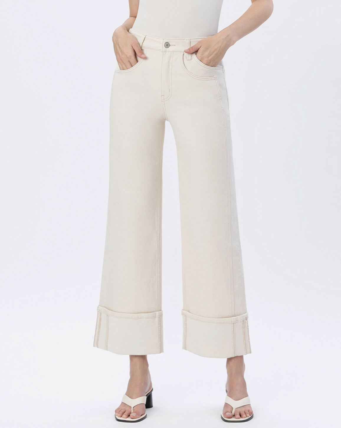 Super High-Rise Cuffed Wide Jeans