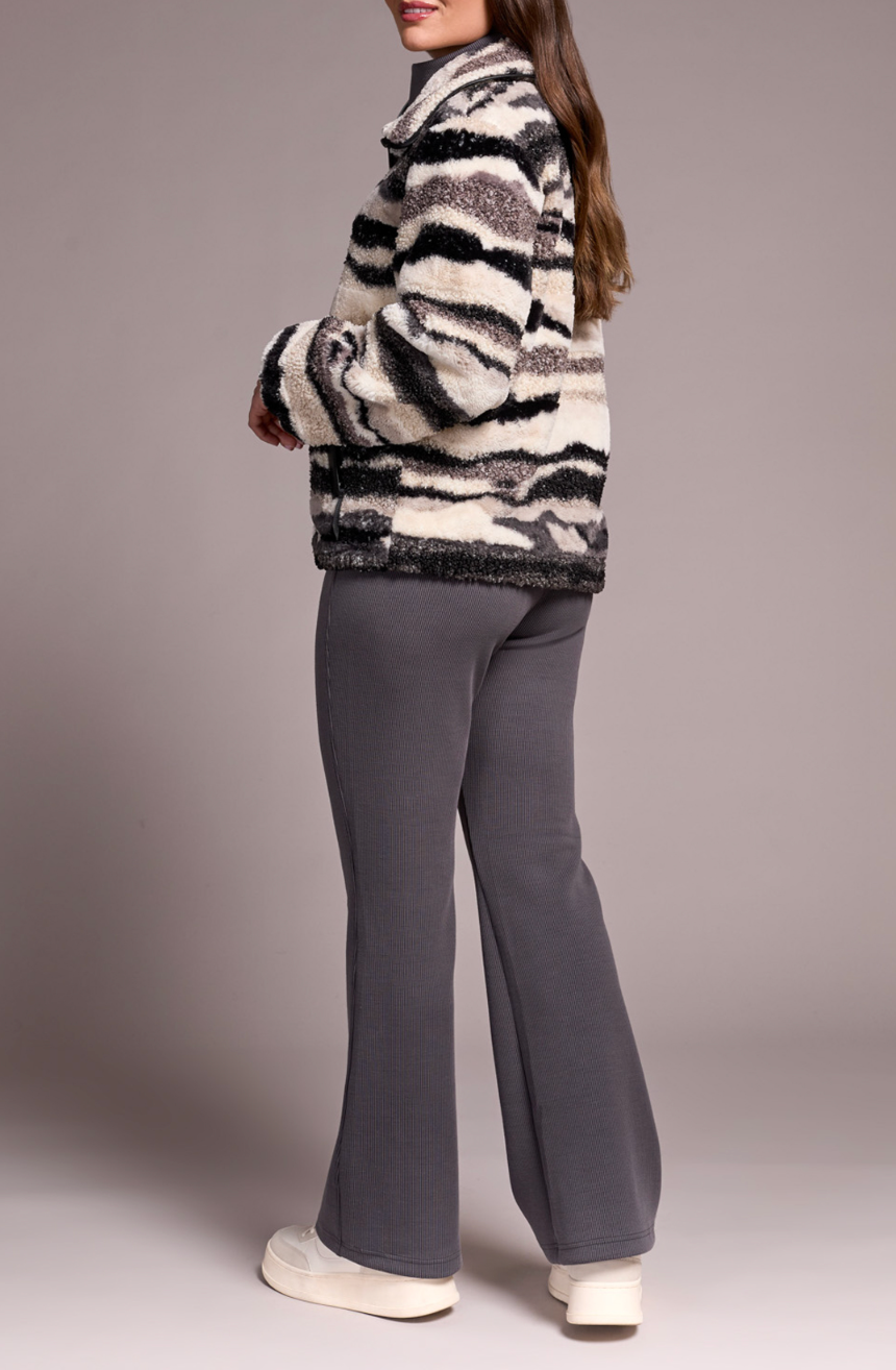Lined Zip-Up Jacket with PU Detail