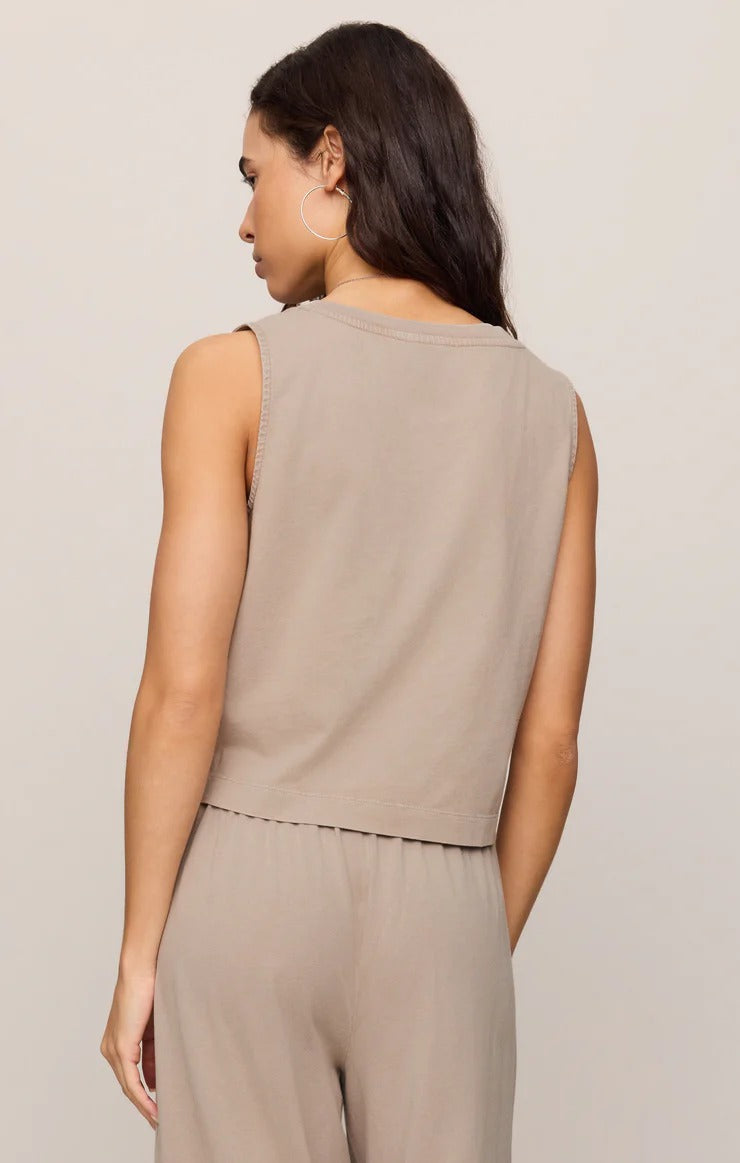 Sloane V-Neck Top - Stone Gray