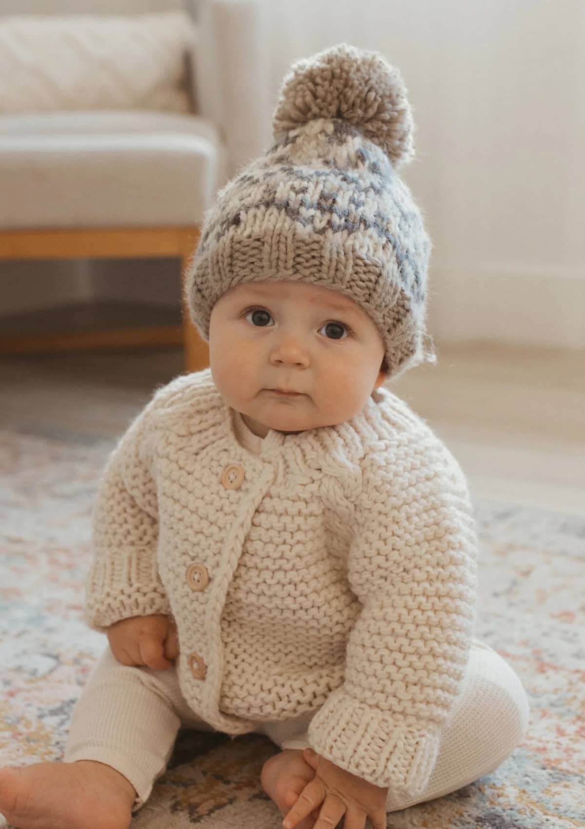 Fairisle Beanie Hat - Pebbles -Huggalugs- Ruby Jane-