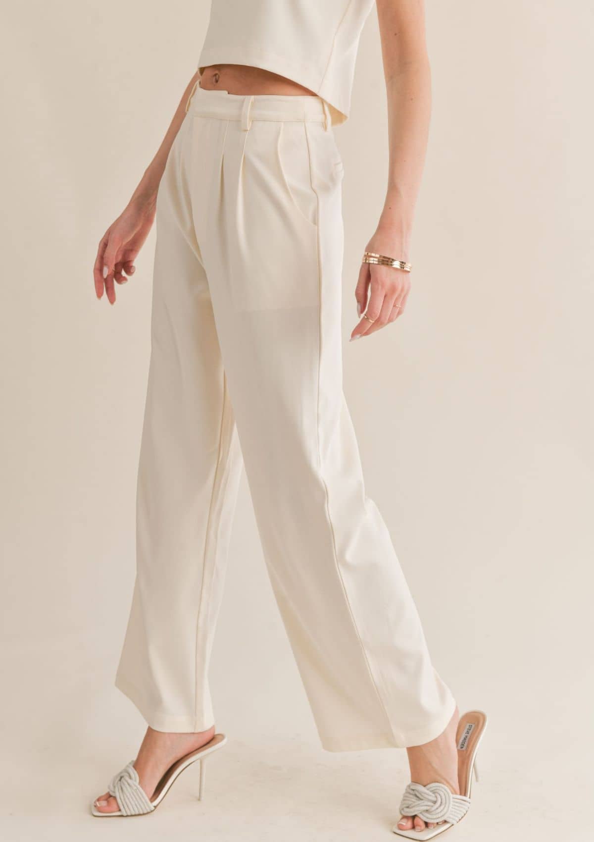 Follow Me Pleated Trousers - Off White -Sage the Label- Ruby Jane-