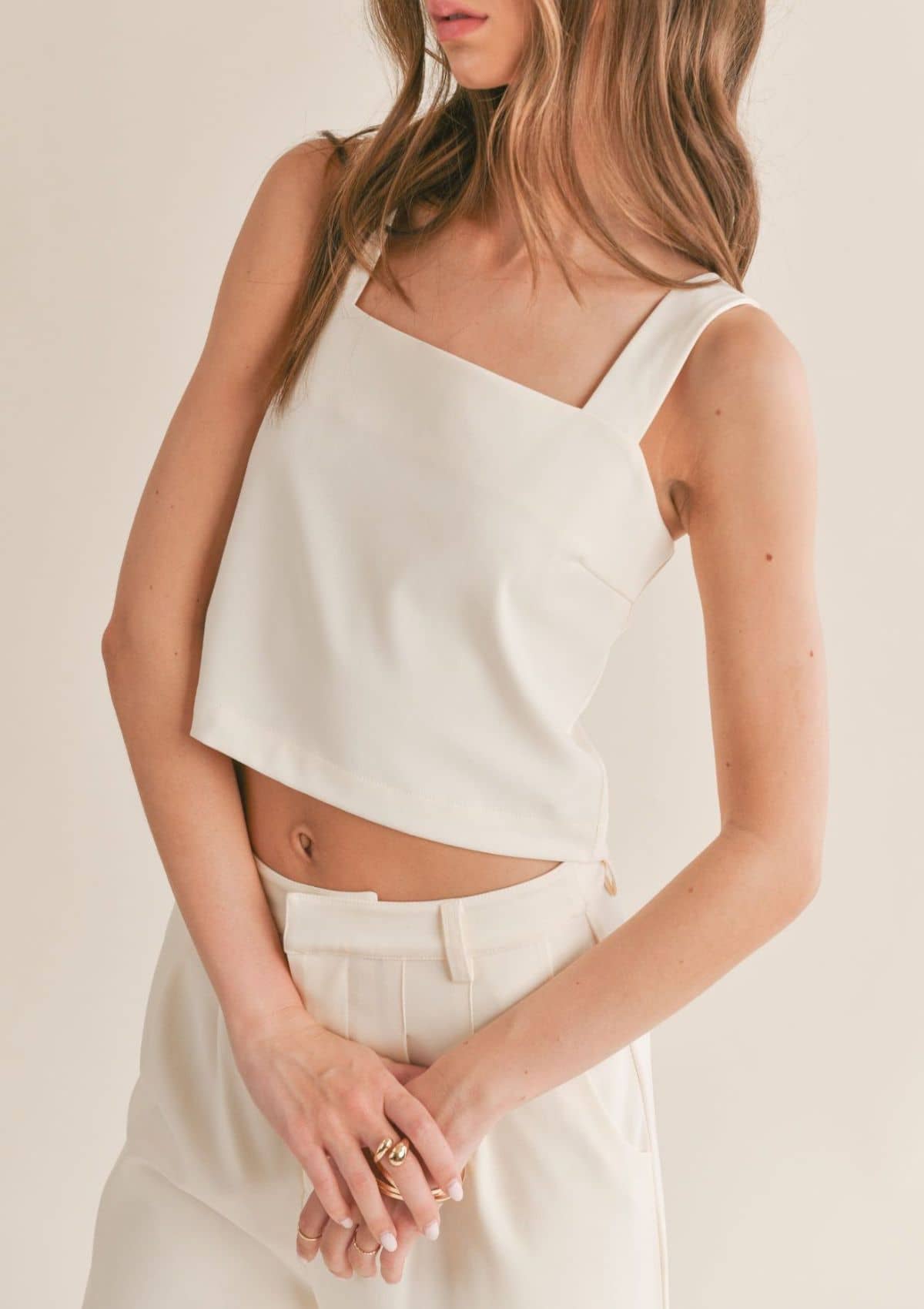 Follow ME Relaxed Open Back Crop Top - Off White / Marigold -Sage the Label- Ruby Jane-