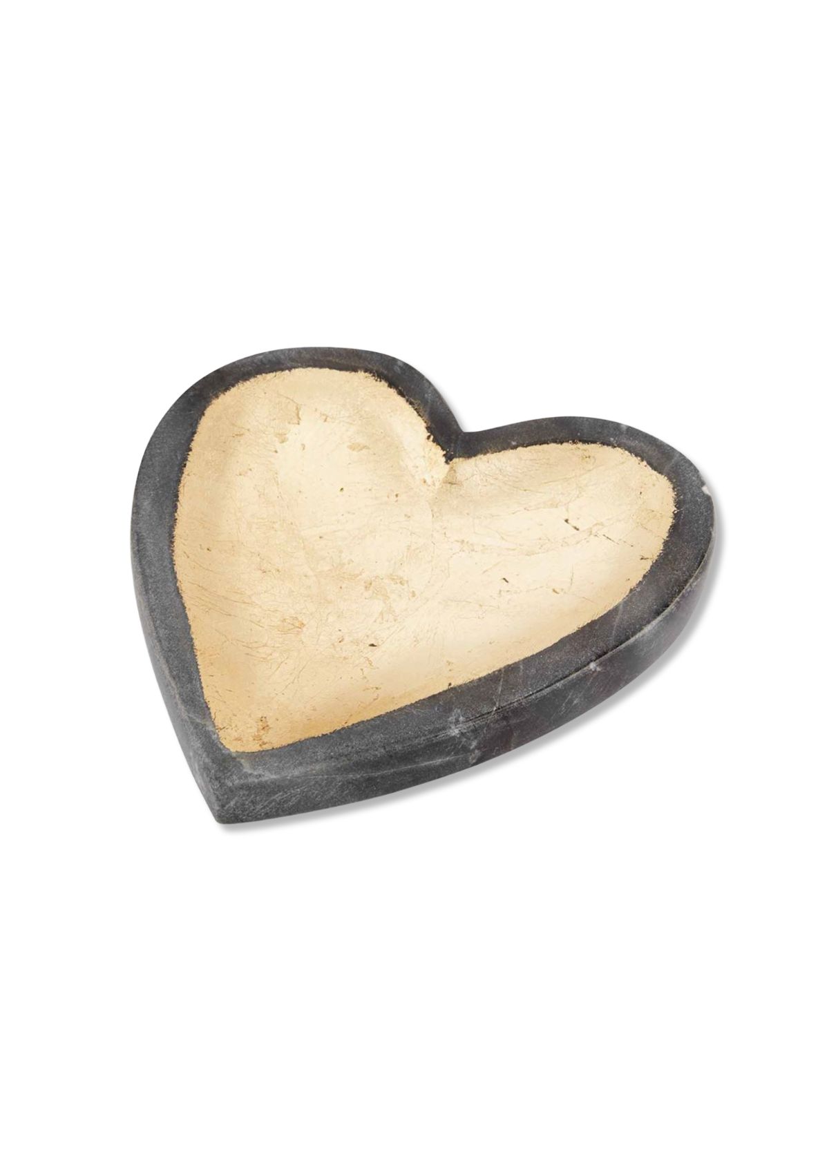 Gold Foil Heart Trinket Dish with Grey Marble Edge -Mud Pie- Ruby Jane-