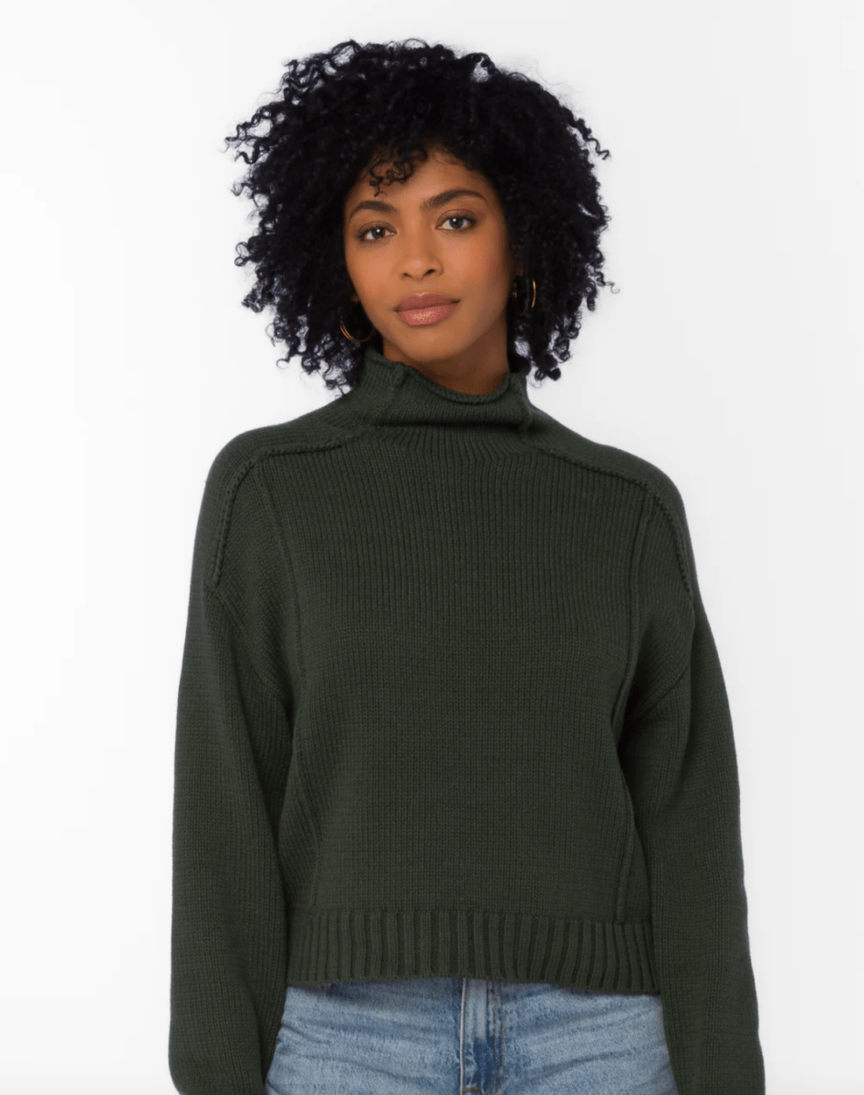 Goodwin Long Sleeve Mock-Neck Sweater-Green - RubyJane & Valleygirl