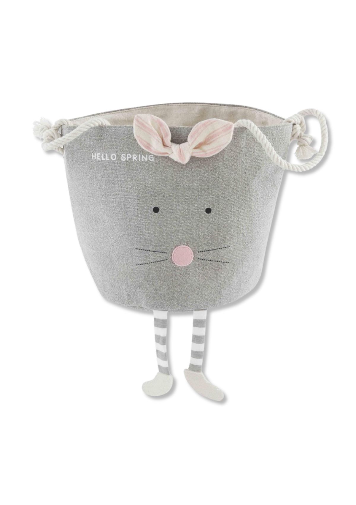 Gray Bunny Canvas Bucket -Mud Pie / One Coas- Ruby Jane-