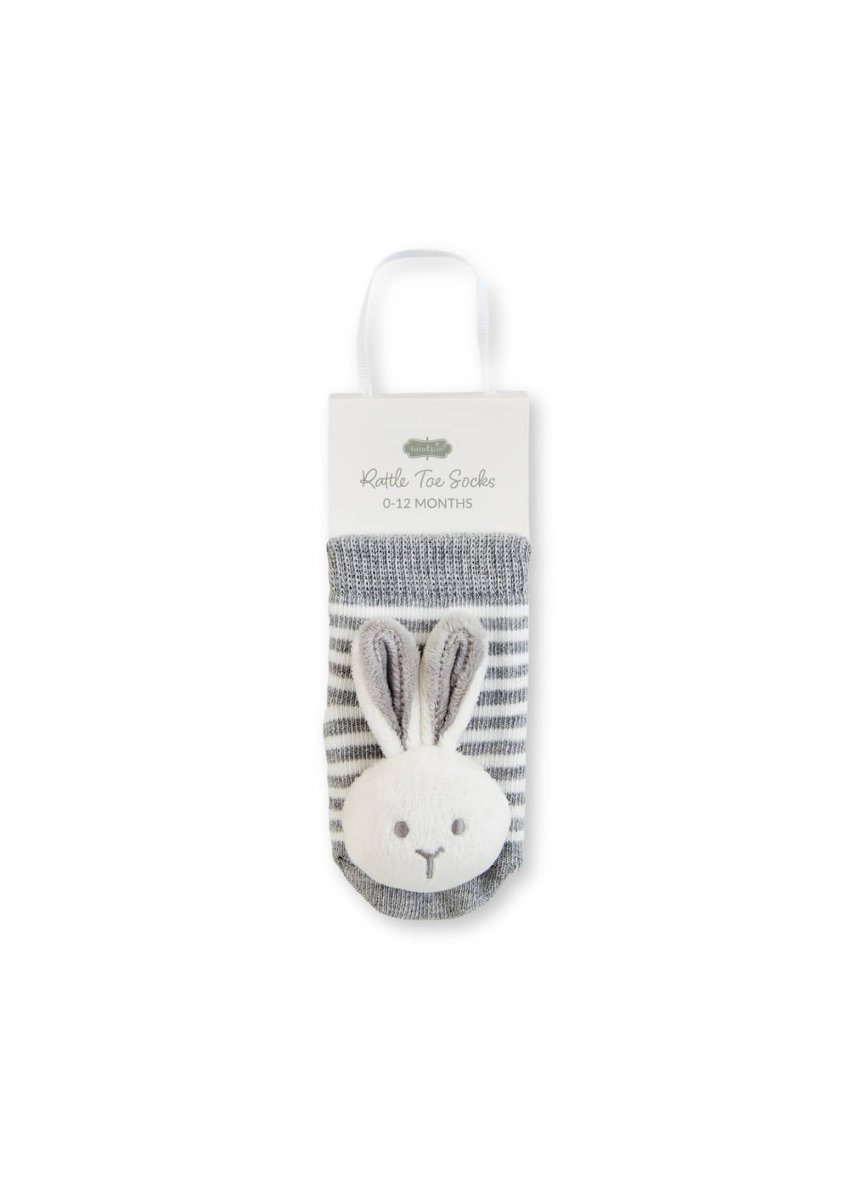 Gray Bunny Rattle Baby Toe Socks -Mud Pie / One Coas- Ruby Jane-