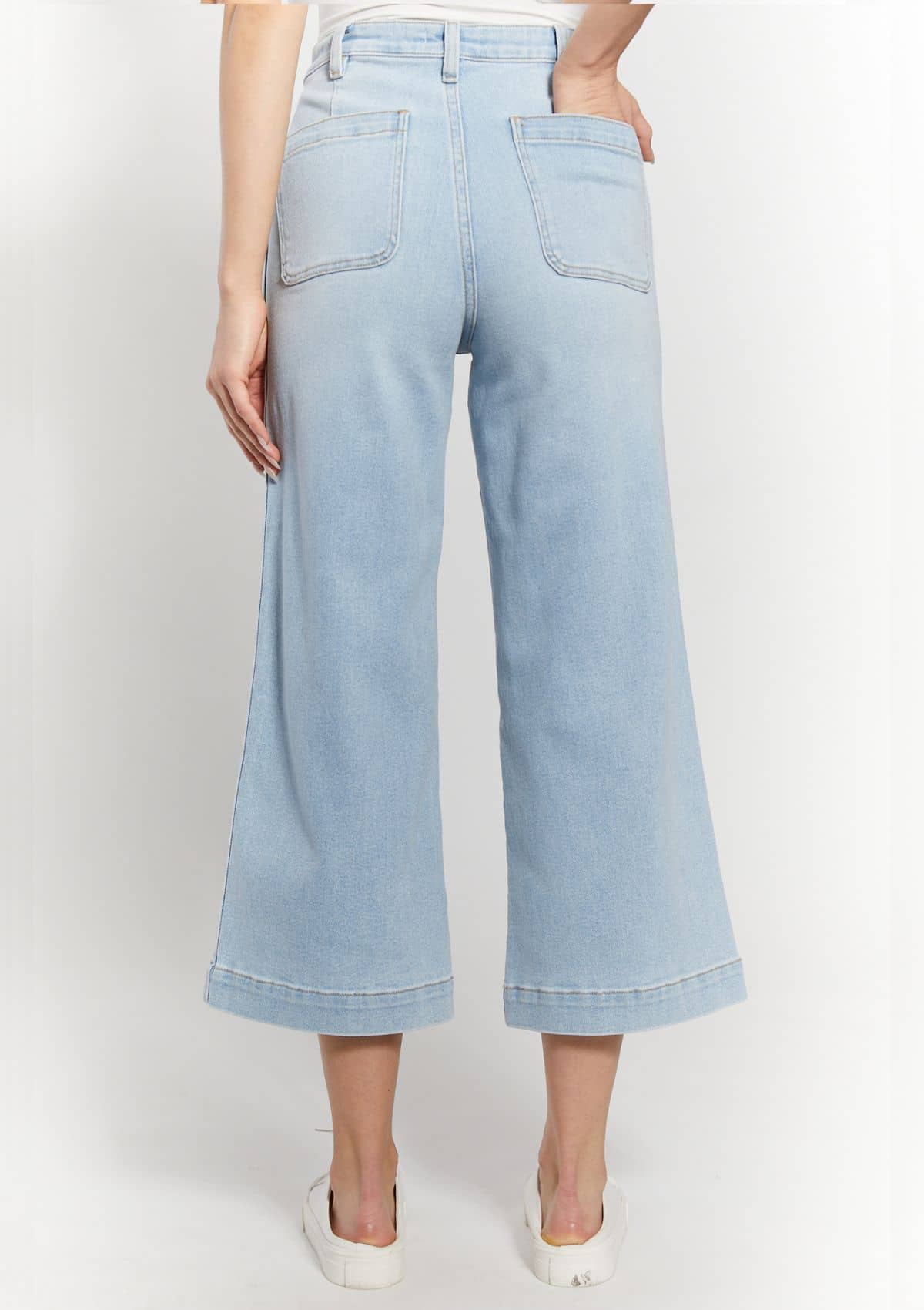 High-Rise Wide Leg Crop Jean - Powder Light Wash -BBC Apparel / OatNY- Ruby Jane-