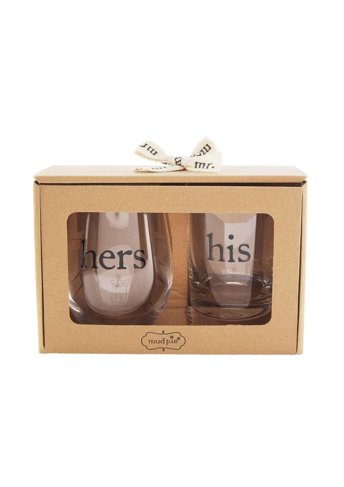 His Hers Boxed Glass Set -Mud Pie / One Coas- Ruby Jane-